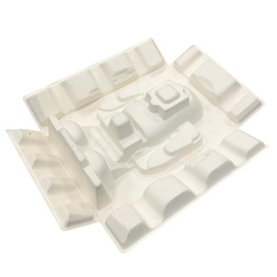 China Inner Recyclable White Wet Box Molded Packing Sugarcane Pulp Paper Pulp Box Molded Packaging Tray For Robot Toys for sale