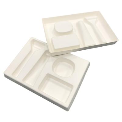 China Biodegradable Inner White Wet Press Molded Pulp Insert Packing Tray Shaver Manufacturing Biodegradable For Shaver Set for sale