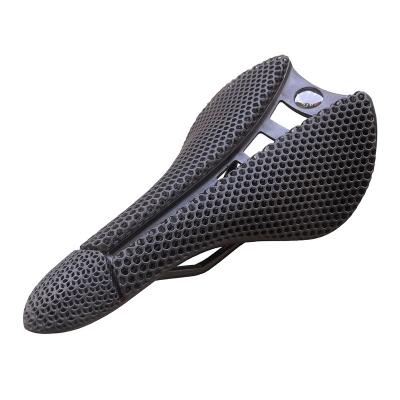 China Comfortable Soft 3D Printing Carbon Fiber MTB Bike Bicycle Saddle Ultralight Hollow Seat Comfortable Breathable Honeycomb Cushion for sale