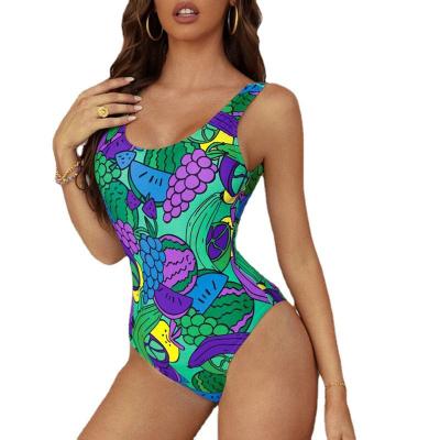 China 2022 Breathable New Custom Fruit Printed Conservative Fresh Small One-Piece Swimsuit for sale