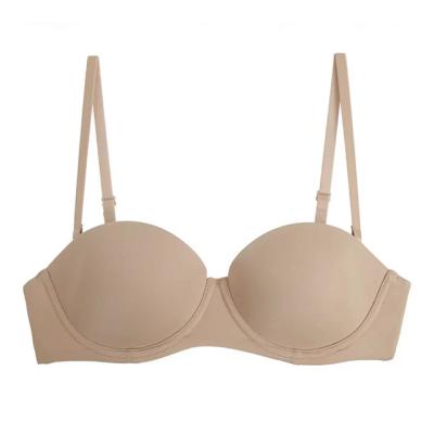 China 2022 Ladies Breathable Unlined Bras Push Up Bra Non-padded Soft Plain Lingerie Molded Anti-Slip Half Bra for sale