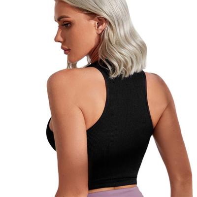 China Breathable Multicolor Striped Yoga Invest Women's Gym Quick Dry Solid Color Yoga All-Wrapped Top Sleeveless Vest for sale