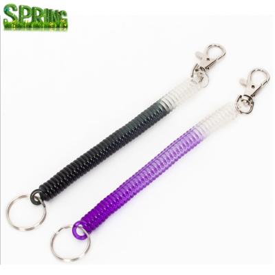 China The Elastic Key Holder Plastic Spring Rope Extension Coil Spiral Stretchy Cord With Key Ring for sale