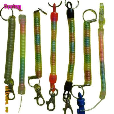 China Various Key Holder Phone Cord Spiral Coil Coil Cords With Key Ring PU Spring Pipe Rope Key Chain for sale