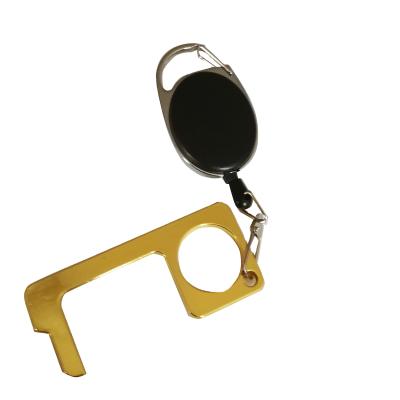 China Badge Holder No Touch Metal White Card Antimicrobial Open Door Key Chain Retractable Portable Lift Tool With Badge Reel Holder for sale