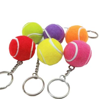 China Nice felt mix color ball key chain,promotion gift tennis key chain,sports tennis ball key chain for sale