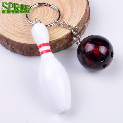 China New Promotion Mini Souvenir Keyring 3D Keyfob Key Holder Pendant Chain Bowling Pin And Ball Keyring for sale