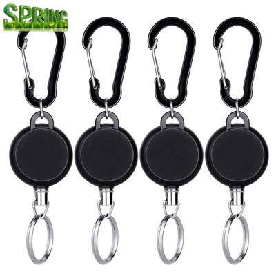 China Amazon Key Chain Badge Holder Reel Clip Retractable Retractable ID Badge Holder with Steel Wire Rope, Black for sale