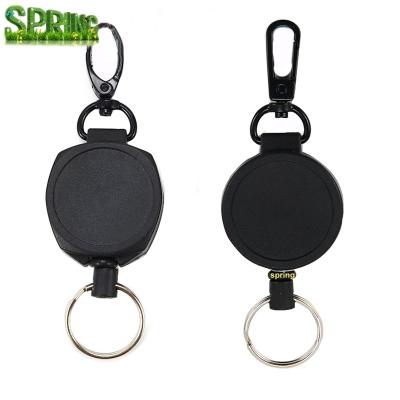 China Retractable Key Chain Black Key Chain Badge Reel - Heavy Duty Belt Key Clip Holder Key Chain with Key Ring for Doorman, Truckers, Worker for sale