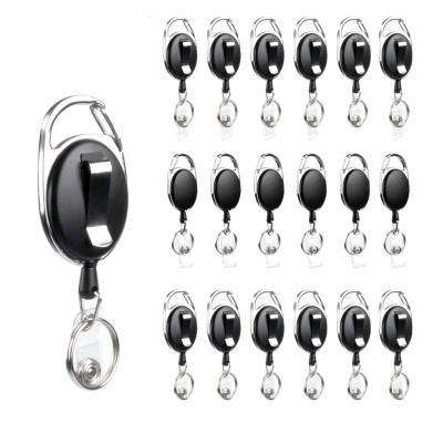 China Durable Retractable ID Card Holder Carabiner Badge Reel with Back Card Yoyo Badge Holder Keychain ID Clip Keyring for sale