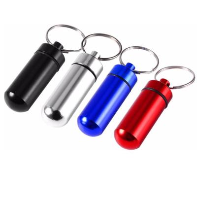 China Travel Car Outdoor Sport Pill Case Home Waterproof Aluminum Pill Box Pill Holder with Key Chain, Perfect for Outdoor Camping and Traveling for sale