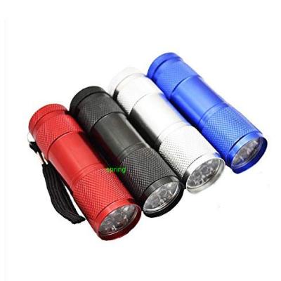 China New Industrial Wholesale 395nm Battery UV Light Torch Detection 9 LED Mini Ultraviolet Flashlight 3*AAA for sale