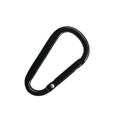 China Heavy industry manufacturers supply No. D Type Flat Plated Swimming Carabiner. 6 aluminum alloy carabiner, all black snap hook for sale