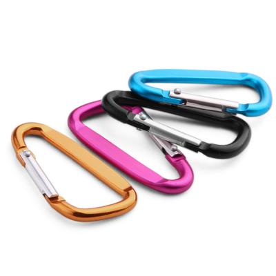 China Customize Logo Write Colorful Flat Safety Main Aluminum Spring Hook Chain D Carabiner Wholesale for sale