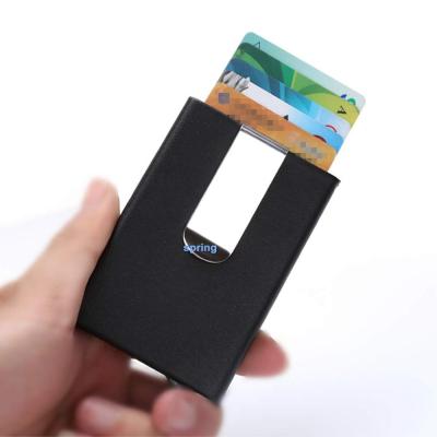 China ENGLAND STYLE Leather Cover Credit Card Wallet With Money Clip ID Card Box Metal RFID Blocking Card Holder for sale