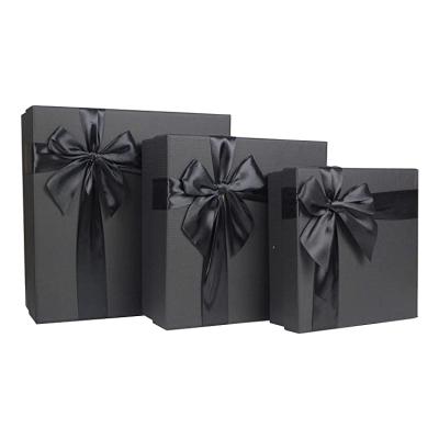 China Handmade Multi Size Black Bow Tie Paper Box Cardboard Paper Folding Gift Box for sale