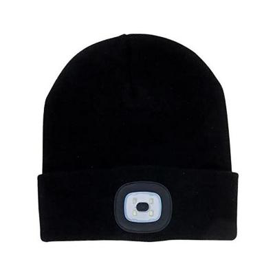 China COMMON Wireless Headlight Winter Unisex Cozy Hat With Rechargeable LED Lightcap for sale