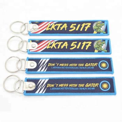 China Embroidery Metal Key Chain Advertising Personalized Custom Embroidered Key Chains Tags, Woven Luggage Tag For Sale for sale