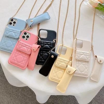 China Shockproof Designer PU Card Chain Leather Phone Case For Iphone 14 X Max 13 pro 12 11 xs Fashion Max Cover For iphone10 for sale