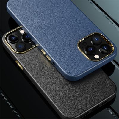 China Shockproof Plated PU Leather Mobile Phone Case For iPhone 13 12 11 pro X max XS max XR 8 7 plus business high quality back cover for sale