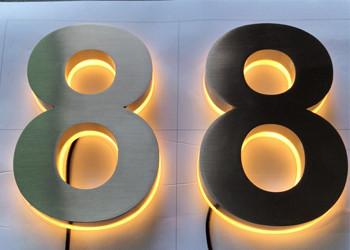 China Stainless Steel Channel Letter Signs 3D Backlit Number Illuminated Brushed Polish for sale