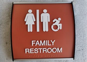 China Curved Surface Ada Restroom Signs Grade 2 Braille Raised Tactile Text Graphics for sale