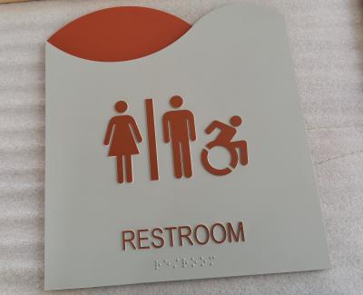 China Rechte Rand Acrylsteun 1/8“ ADA Braille Toilettekens Te koop