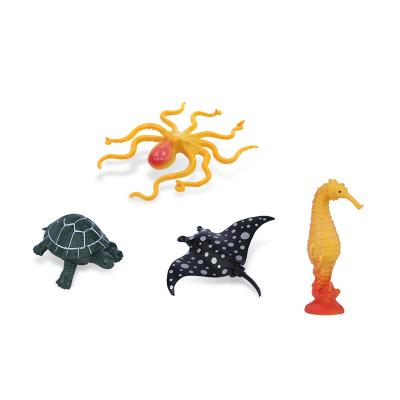 China Educational Animal Model Sea Animal Toy Set For Kids Learning Toy Small Simulation Marine Series Sea Horse Sea Turtle Sea Turtle for sale