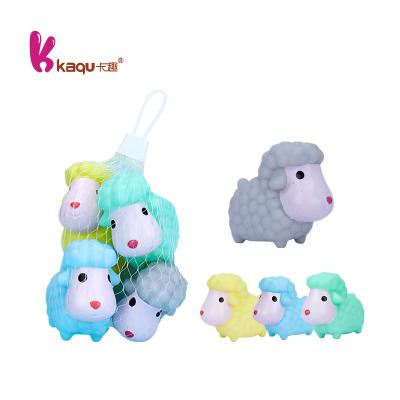 China Cute Little PVC Sheep Cartoon Toy Plastic Bath Toy Children's Playing Squeeze Animal Toys for sale