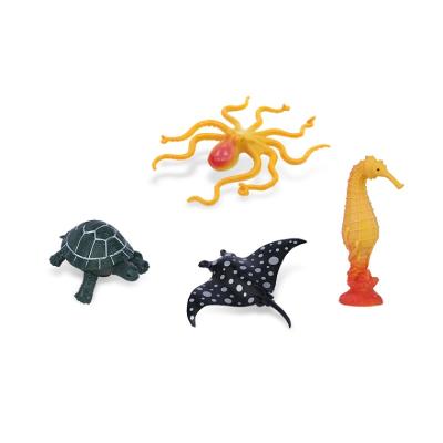 China Hot Kids Toy Hot Kids PVC Simulation Marine Series Seahorse Sea Turtle Educational Animal Model Sea Animal Toy Set for sale