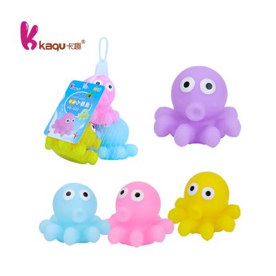 China Wholesale 4 Pcs PVC Animal Bath Small Octopus Cute Toy Fidget Squeeze Scream Sound Octopus Squeak Toy Set for sale