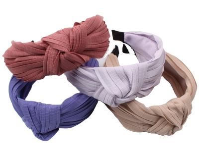 China Women Headband Chiffon Pleat Fabric Women Knotted Headband For Woman Fashion Hair Loop Ladies Hair Accessories for sale