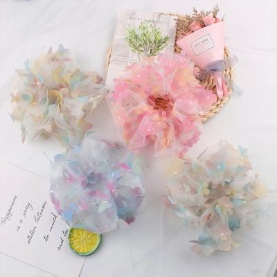 China Popular oversized scrunchies have colored butterfly mesh scrunchies and colorful flower mesh scrunchies for sale