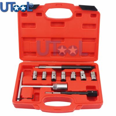 China 10PC Diesel Injector Seat Cutter Cleaner Tool Kit Auto Repair Carbon Solvent for sale