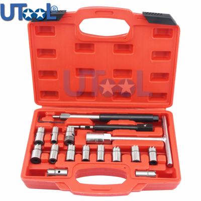 China 17PCS Diesel Injector Seat Cutter Remover Tool Kit Carbon Remover Auto Repair Tool for sale