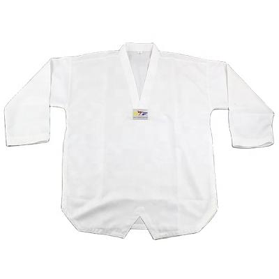 China High Quality Custom Polyester/Cotton Taekwondo Uniform 2021 White Martial Arts Wear Pine Light Ribbed Taekwondo Uniform for sale