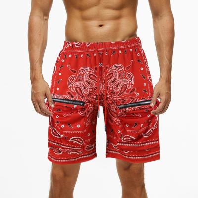 China 2021 QUICK DRY European and American hip-hop hot men's fashion style cashew shorts summer double zipper trend beach five-point pants for sale