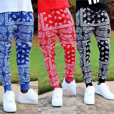 China European and American cashew flower border brand fashion men's casual pants trend men's croppe QUICK-DRY loose straight-leg printing men's croppe for sale