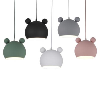 China Contemporary Mickey Mouse Shape Macaron Hanging Lamp Color Metal Nordic Decorative Indoor Chandelier Pendant Lights Te koop