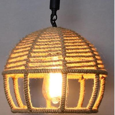 China Retro Antique European Style Hemp Rope Lamp Bar Restaurant Metal Hemp Rope Canvas Chandelier for sale