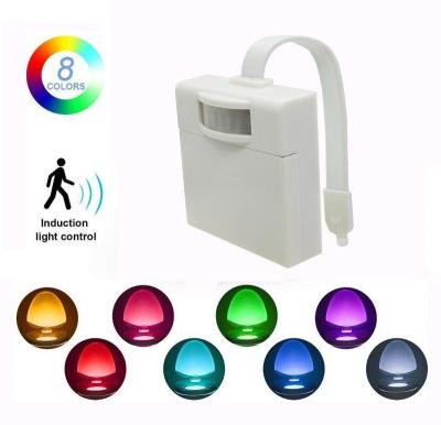 China Modern Led Toilet Light Motion Sensor 8 Color Led Batteries Motion Backlight Toilet Light WC Bathroom Night Lamp for sale