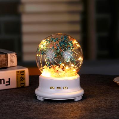 China Modern Gift Seven Colors Bulb Wireless Speaker Smart Music Lamp Preserved Glass Flower Ball Night Light à venda