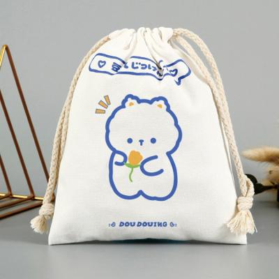 China Wholesale Custom Eco-Friendly Printed Logo Recycle Plain White Organic Reusable Cotton Canvas Drawstring Bag for sale