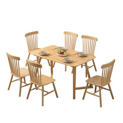 China New Full Solid Wood Space Saving Wooden Simple Nordic Style Design Dining Restaurant Table And Chair Set for sale