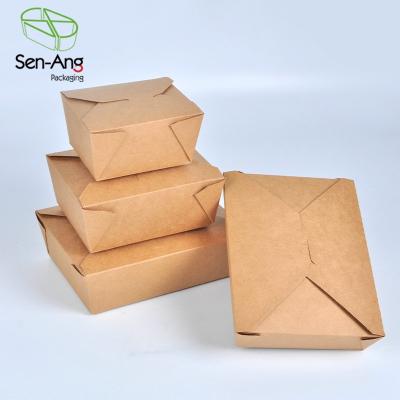 China Recyclable SenAng03 Promotion Top-lock Brown Boxes Packaging Custom Food Grade Kraft Paper Take Away Box for sale