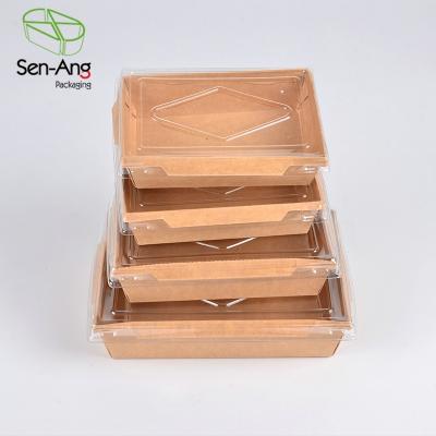 China Disposable SenAng03 Manufacturer Take Kraft Paper Salad Packing Food Takeaway Box With Window Out for sale