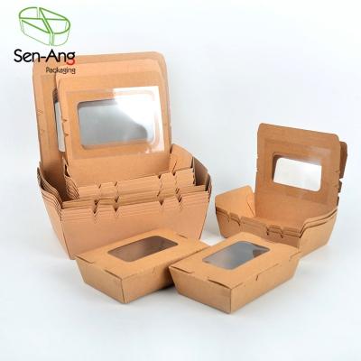 China Disposable SenAng03 Biscuit Packing Snack Cookie Fried Chicken Bakery Food Kraft Paper Pack Box With Window for sale