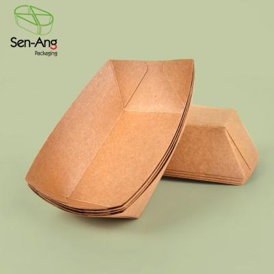 China Recycled Materials SenAng03 Factory Direct Sale Box Snack Chips Paper Boat Tray for sale