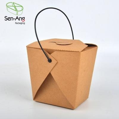 China Recyclable SenAng03 Square Bottom Top Fashion Food Paper 24oz Noodle Soup Takeaway Pasta Box With Window for sale