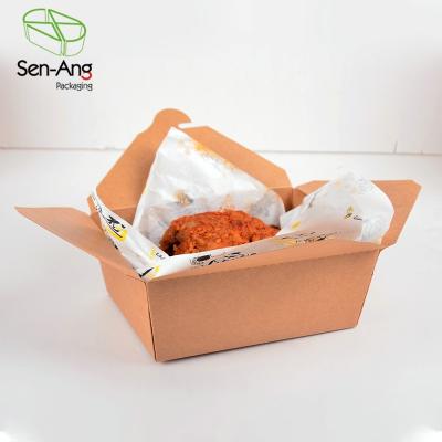 China Recyclable SenAng03 Disposable Double Compartment Wholesale Customized Meal Brown Kraft Paper Lunch Box for sale